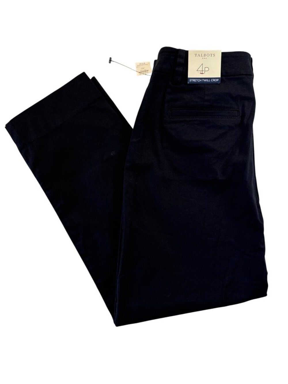 TALBOTS Petite Stretch Capri Pants~Size 4P~True Black Perfect Crops NWT L18 01